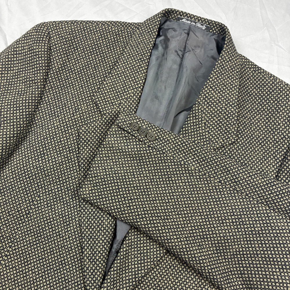 Mani by Giorgio Armani Sport Coat 44L Gray Green Wool Blend Micro Pattern Italy